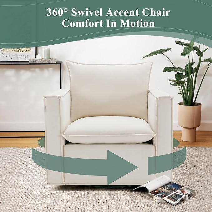 COLAMY Swivel Accent Chair, 34 Inches Wide Upholstered Arm Chair - Image 4