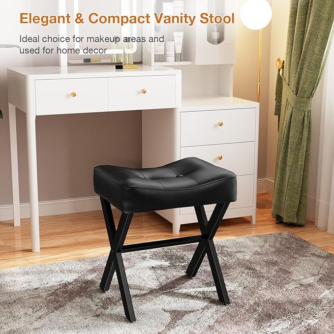 18-Inch Leather Vanity Stool Chair, Vanity Bench - Image 6