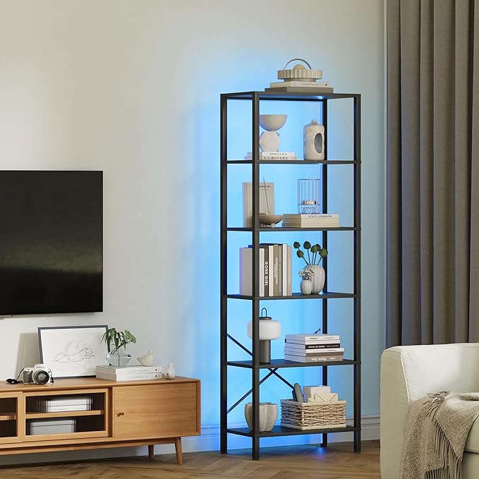 6-Tier Bookshelf, Tall Bookcase - Image 7
