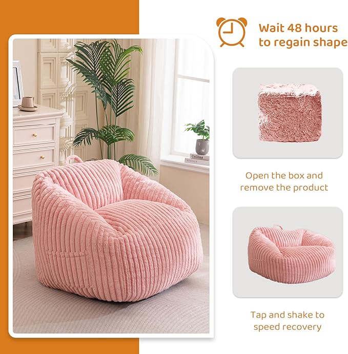 BYBYME Giant Bean Bag Chair for Adults and Kids, Large Comfy Cozy Beanbag - Image 7