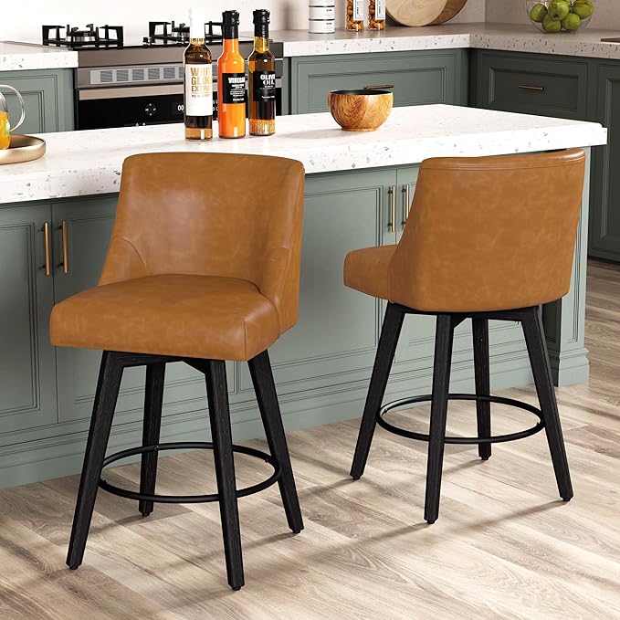 Counter Height Bar Stools Set of 2, Modern Swivel Barstools by ErdoruLiving