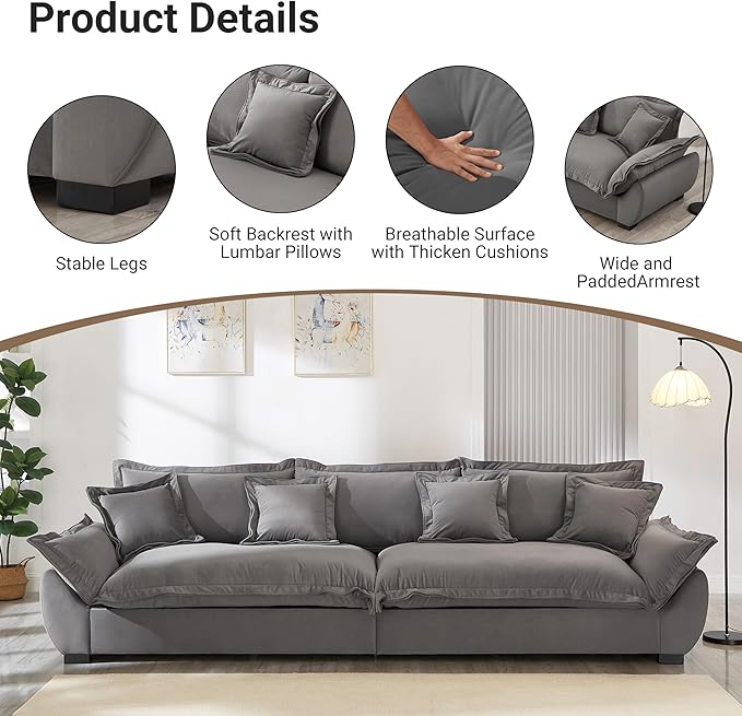 126 Inch Sailing Design Modular Sectional Cloud Sofa - Image 4