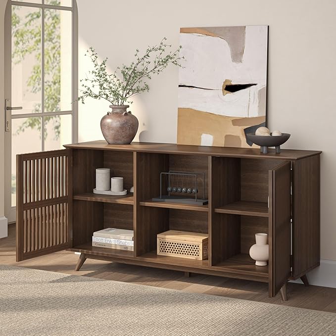Plank+Beam Mid-Century Modern Wood TV Stand, Solid Wood Entertainment Console - Image 8