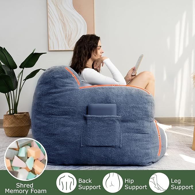 HIGOGOGO Giant Bean Bag Chairs for Adults, Big Comfy Chair Sofa for Bedroom - Image 6