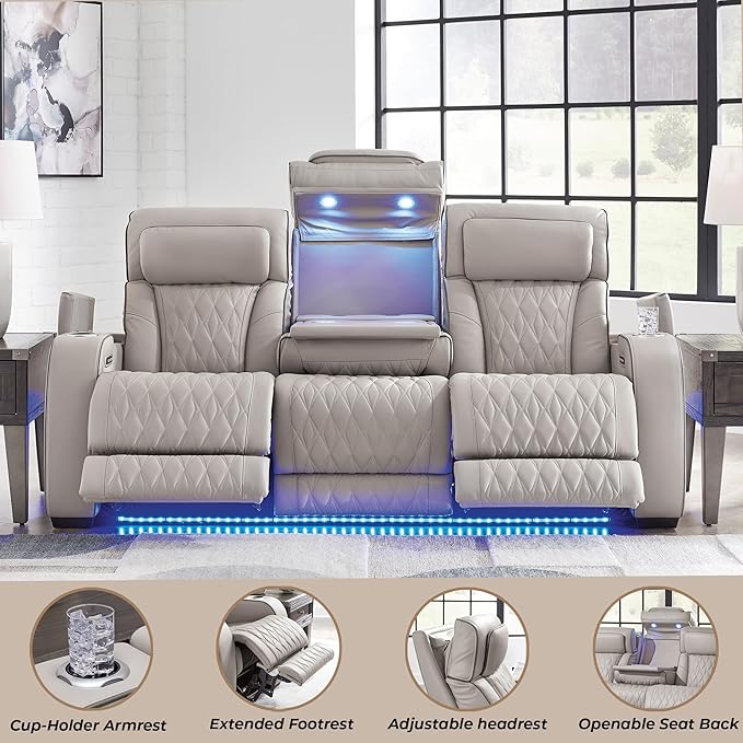Signature Design by Ashley Boyington Contemporary Leather Match Power Reclining - Image 12