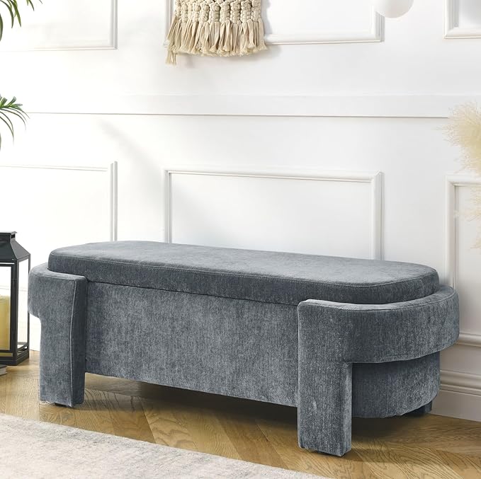 KEIKI 51" Linen Ottoman Bench by Unknown