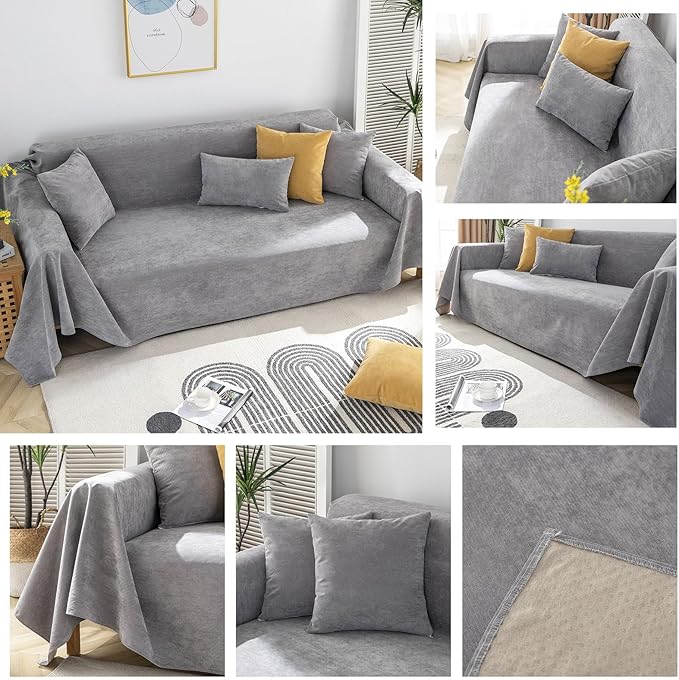 STACYPIK Waterproof Gray Sofa Cover Non-Slip Couch Cover - Image 5