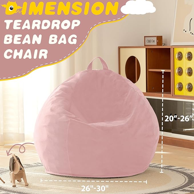 HABUTWAY 2FT Bean Bag Chair, Teardrop Bean Bag Chair Luxurious Velvet Ultra - Image 3