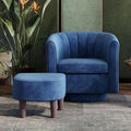 LINSY Swivel Accent Chair with Ottoman: Small Velvet Barrel Chair 360 Swivel by Linsy
