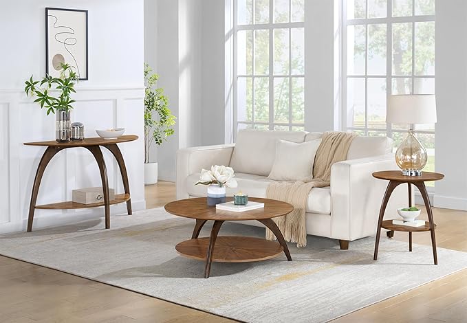 Martin Svensson Home LAX Two-Tone 48-Inch Caramel Brown Half-Moon Wood Sofa - Image 10