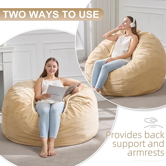 Hobestluk 4FT Bean Bag Chair Giant Bean Bag Chairs - Image 3