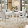 6-Piece Solid Wood Dining Table Set, Including 1 Dining Table, 4 Upholstered by Zevemomo