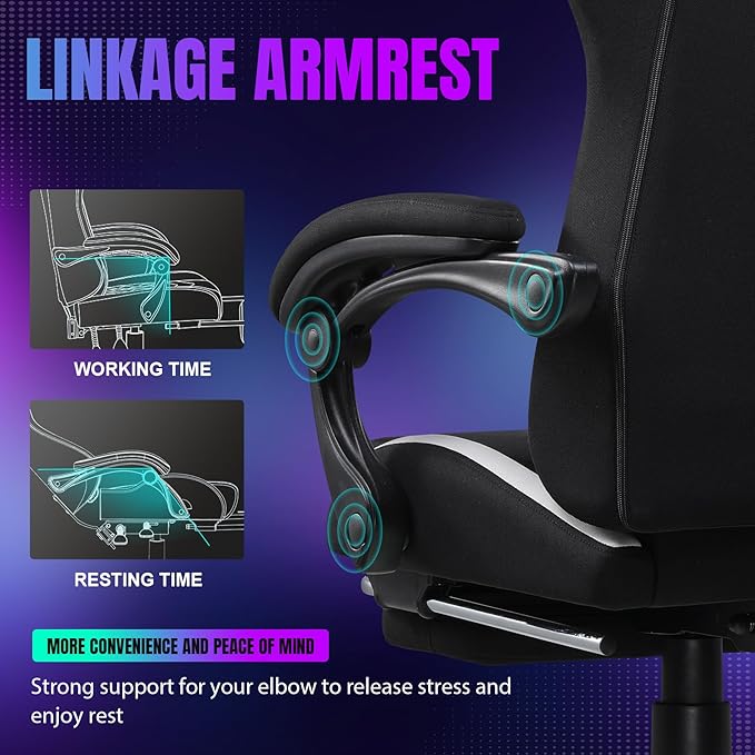 GTRACING Gaming Chair with Foot Rest & Racing Style RGB LED Lights, Breathable - Image 8