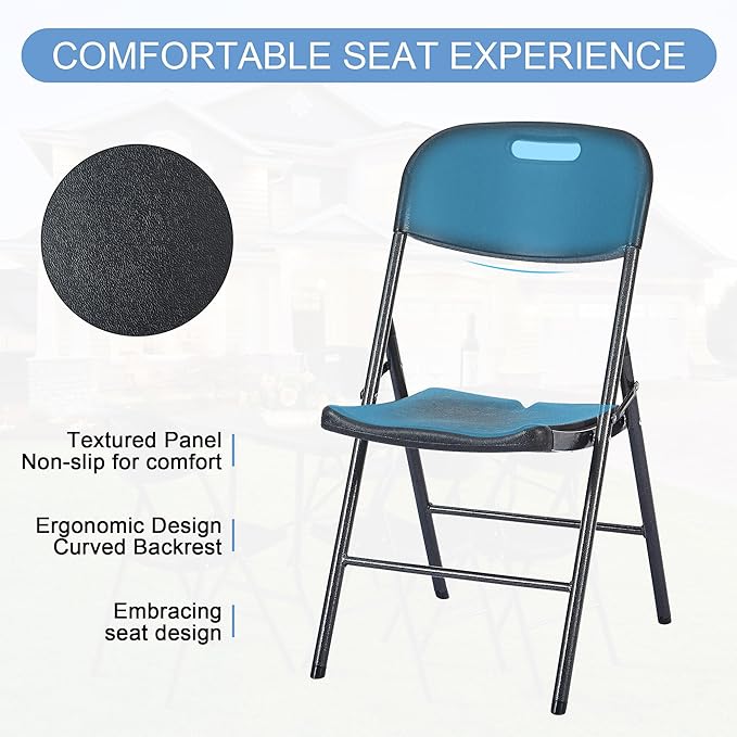 VECELO 4 Pack Folding Chairs, Indoor/Outdoor Use Plastic Seat - Image 5