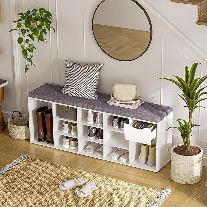 DINZI LVJ Shoe Bench, Entryway Storage Bench - Image 2