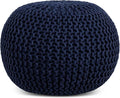 FRELISH DECOR Round Pouf Ottoman Hand Knitted 100% Cotton Pouf Foot Stool by FernishDecor