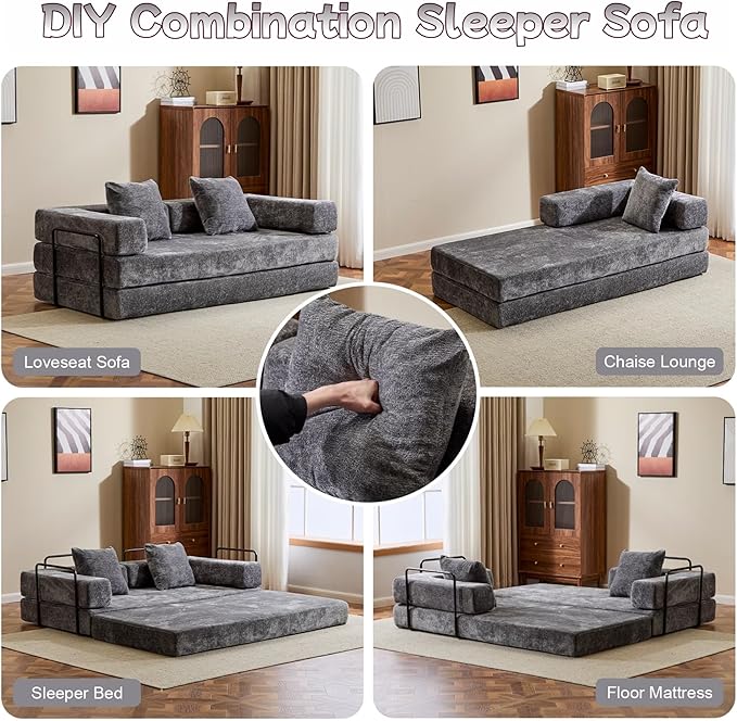 Convertible Sofa Bed, Compression Futon Sofa - Image 4