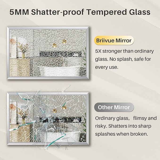 36x30 Inch Silver Bathroom Mirror - Image 8