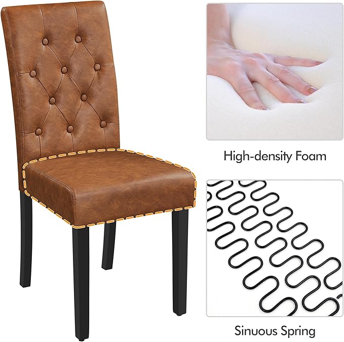 Yaheetech Dining Chairs Set of 2 Modern Style Faux Leather Dining Room Chairs - Image 6