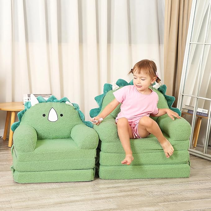 Foldable Kids Sofa, Triceratops Toddler Couch - Image 2