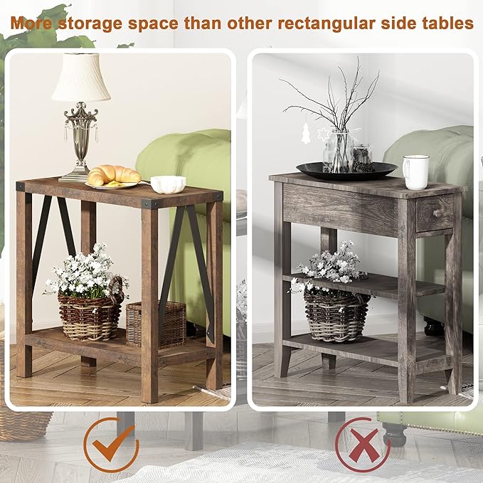 ChooChoo Farmhouse End Table for Small Spaces, Narrow Side End Table - Image 8