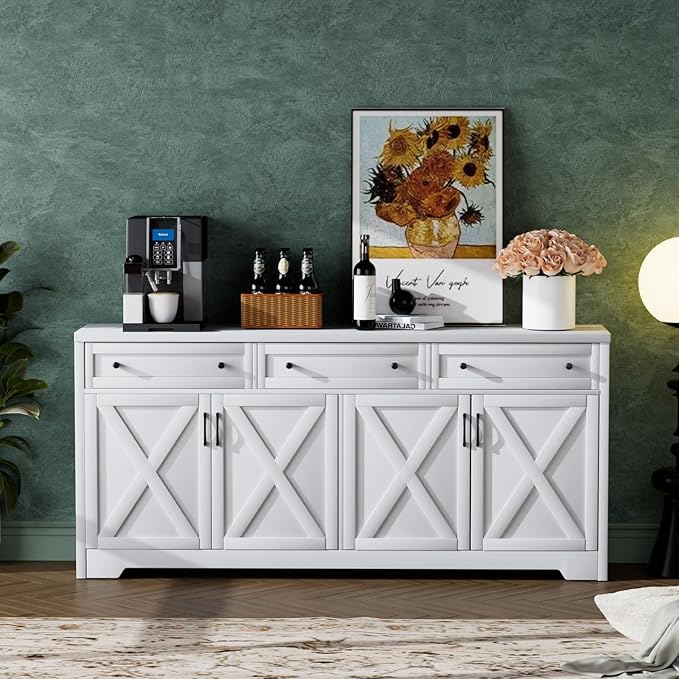 66'' Farmhouse Sideboard Buffet Cabinet - Image 3