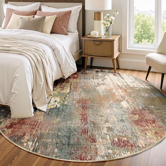 Washable Area Rugs 6ft Non-Slip Modern Abstract Soft - Image 3