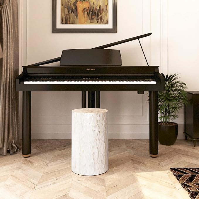 PEMAR Mother of Pearl Cylinder Drum End Table Nacre Side Stool Round Accent - Image 4