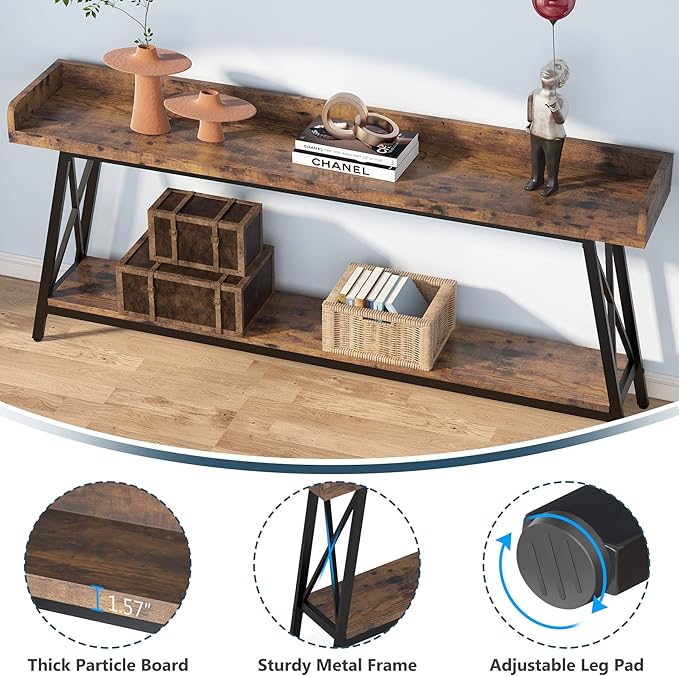 Tribesigns 70.9 inch Extra Long Console Table Behind Couch, Rustic Industrial - Image 7