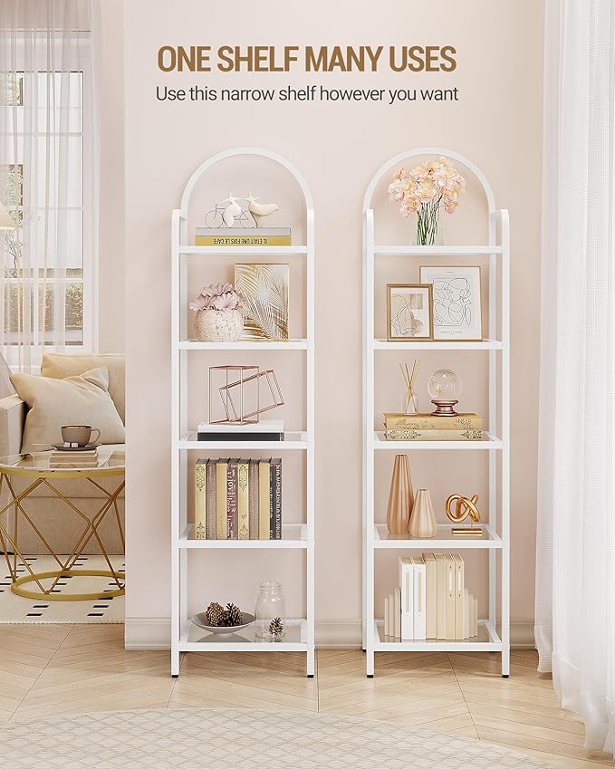 Bookcase Bookshelf, Tempered Glass Bookshelves, Slim Shelving Unit - Image 3
