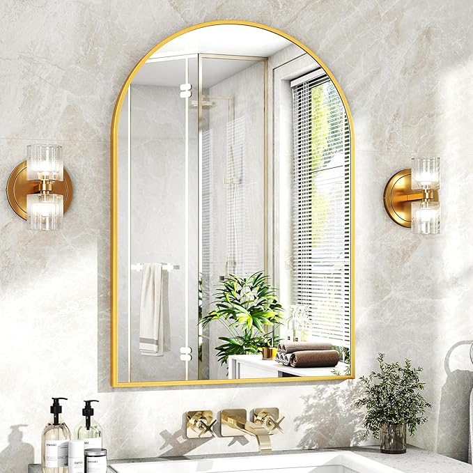 26"x38" Arched Wall Mirror for Bathroom, Living Room, Decorative Hanging Mirror - Image 3
