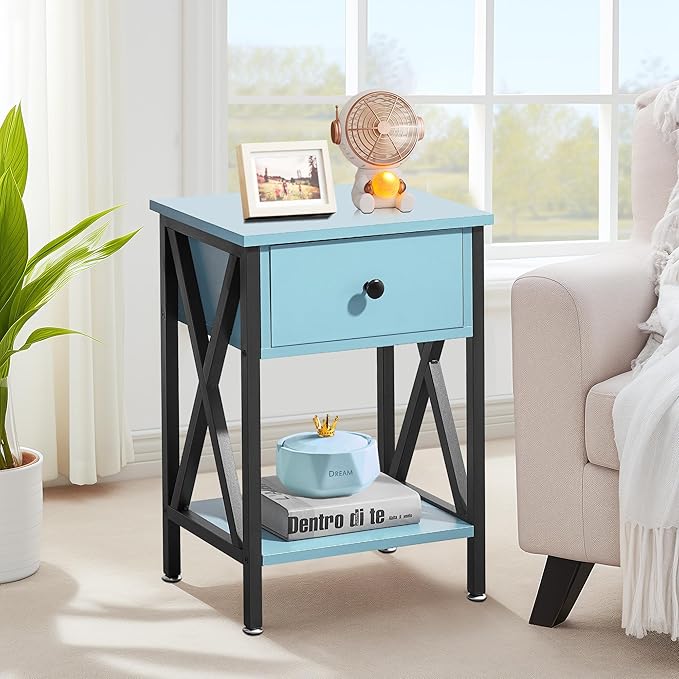 VECELO Nightstands Set of 2, Modern Bedside End Tables, Night Stands - Image 2