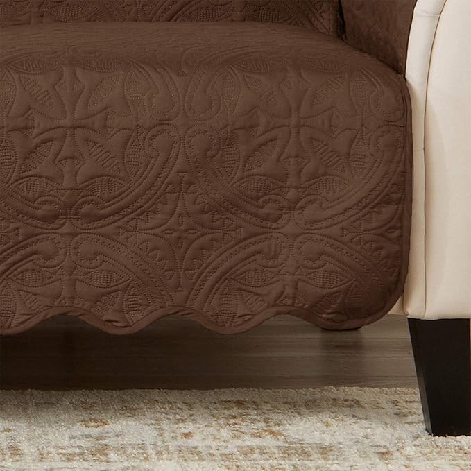 Great Bay Home Medallion Stitched Solid Furniture Protector Stain Resistant - Image 2
