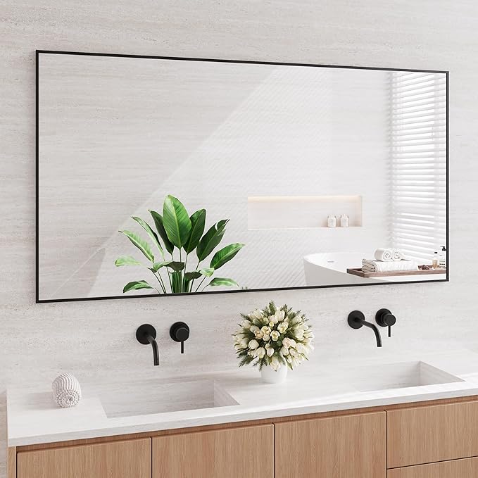 Koonmi Black Mirrors for Wall, 30x60 Inch Bathroom Mirror, Rectangular Wall by KOONMI