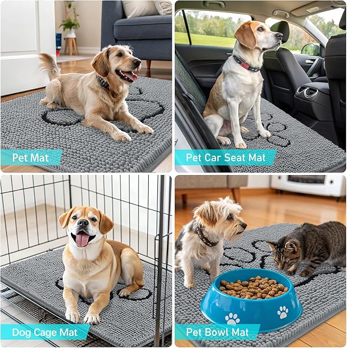 OLANLY Door Mat for Muddy Dog Paws 59x24, Ultra Absorbent Chenille Mud Doormat - Image 7
