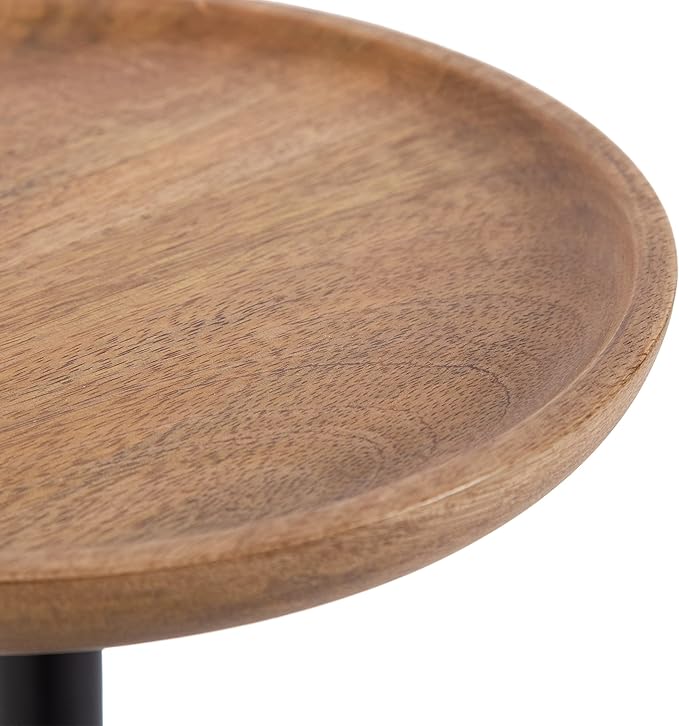 Kate and Laurel Xyler Round Wood and Metal Drink Table, Natural Brown Wood and - Image 6