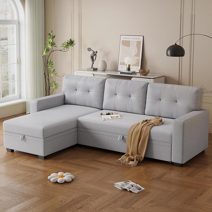 Ball & Cast L-Shape Convertible Sectional Sleeper Sofa Bed 4 in 1 Pull Out Couch - Image 9