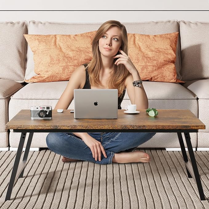 Folding Coffee Table, Portable Wood Low Table - Image 5