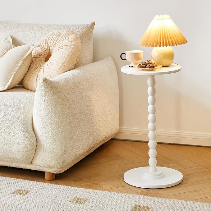 Side Table, Wood Round Drink Table, Small End Table, Weighted Base Pedestal - Image 7