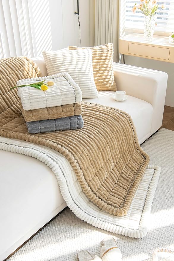 OTOB Sofa Covers for 3 Cushion Couch Washable, Fuzzy Non Slip Pet Friendly - Image 9