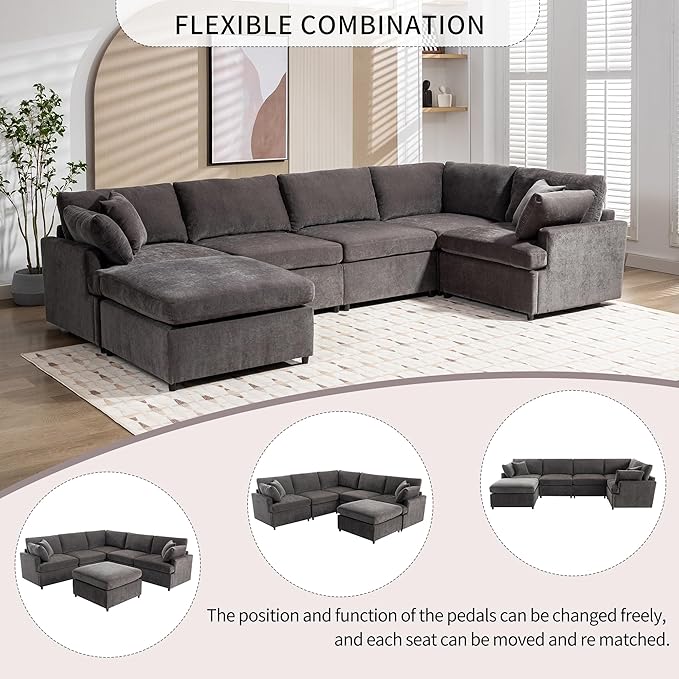 Merax 6-Seater Modern Large U-Shape Sectional Sofa, - Image 10
