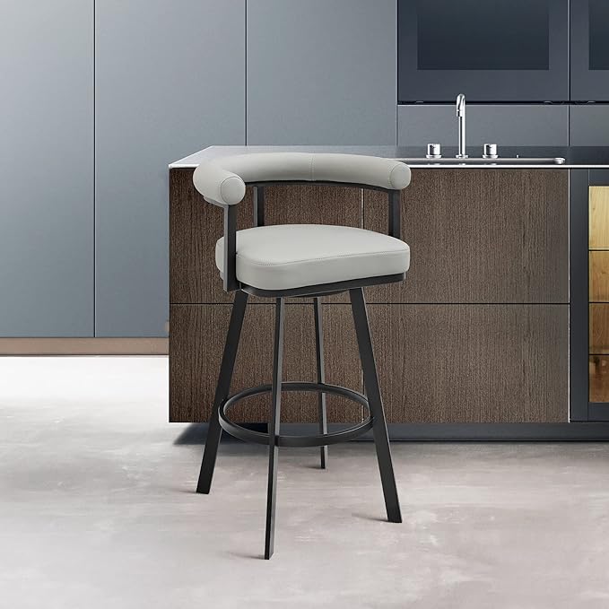 Armen Living Magnolia Swivel Counter Stool in Black Metal - Image 2