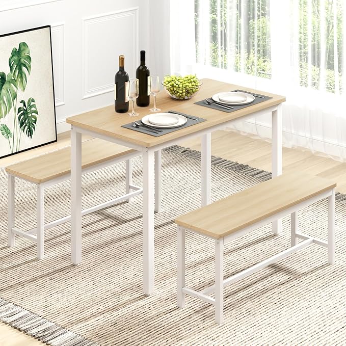 Rovibek 43" Dining Table Benches Set by Rovibek