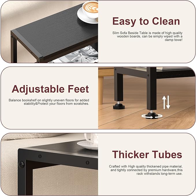 Narrow Side Table for Small Space, 3-Tier Small End Table - Image 8