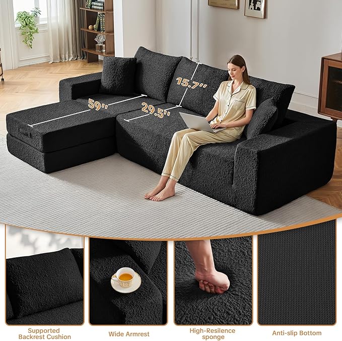 108" Modular Sectional Cloud Sofa - Image 4