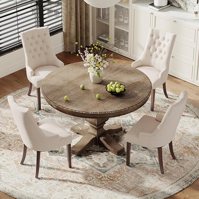 COLAMY Fabric Side Dining Chairs Set of 6, Wingback Upholstered Dining Room - Image 8