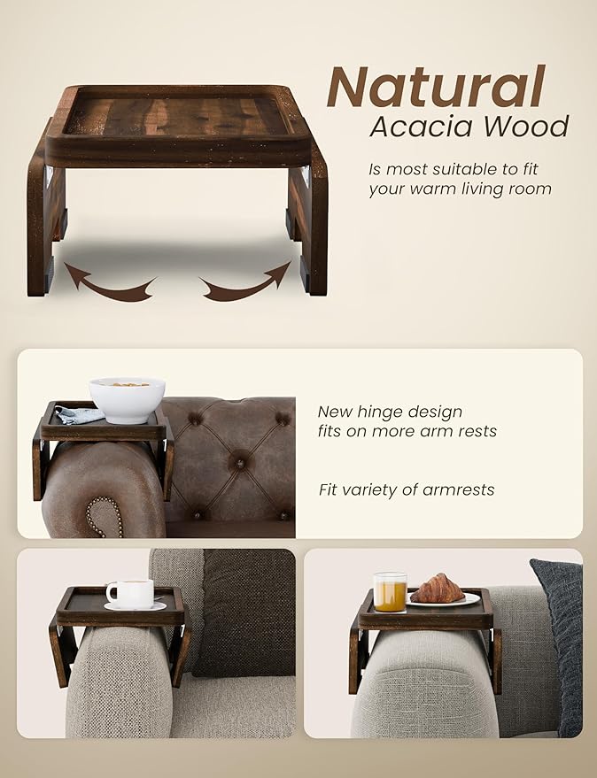 HOLANA Acacia Couch Armrest Table - Image 3