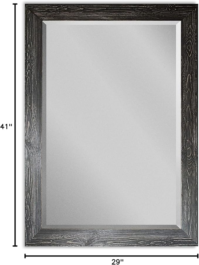 Black Rustic Mirror Rectangular Barnwood Framed Wall Mirror - Image 8