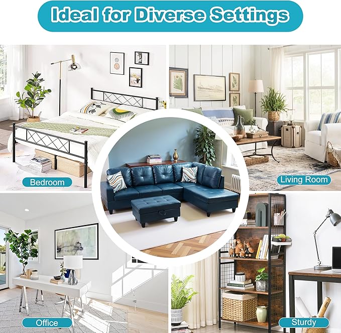 Couches for Living Room PU Leather L Shaped Couch Comfy 3 Pieces Sectional Sofa - Image 7