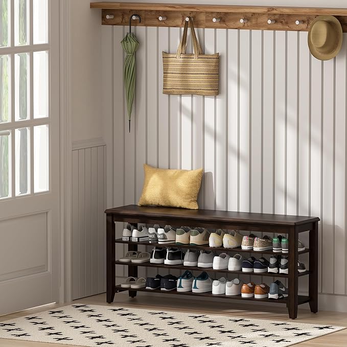 Shoe Bench Storage Rubberwood - Image 2